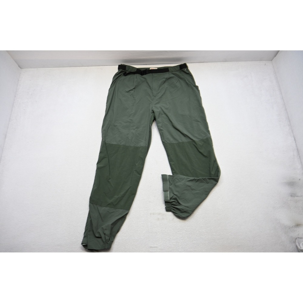 VTG RailRiders Hiking Pants Mens XL Green Nylon Belted Reinforced Outdoor EUC